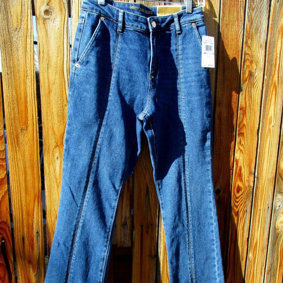 Michael Kors Women's Cotton Blend Selma High Rise Flared Leg Jeans Black Size 16